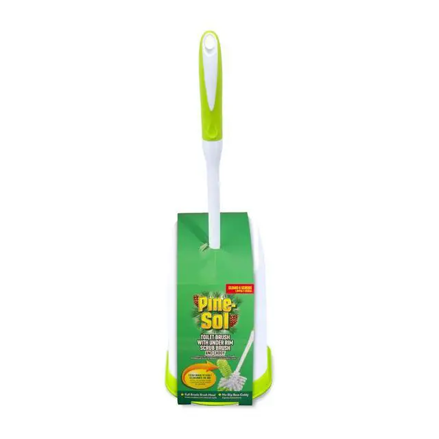 Alt view image 6 of 6 - Toilet Bowl Cleaner Brush with Holder | Heavy Duty Cleaning Wand with Under The Rim Scrubber, Non-Slip Handle, Storage Caddy | Bathroom Supplies, Yellow, Green
