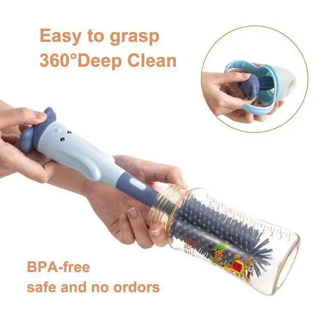 Alt view image 5 of 7 - Silicone Baby Bottle Brush with Stand, Water Bottle Brush Cleaner Set