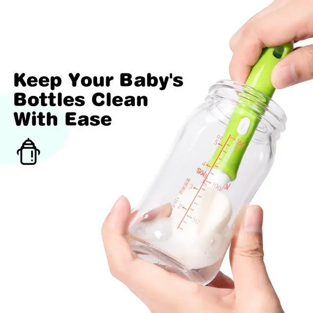 Alt view image 2 of 7 - 10 Pcs Sponge Bottle Nipple Brushes,4 Sponge Nipple Brushes for Baby Bottles, 4 Replacement Heads and 2 Pcs 7.87" Straws for Cleaning,Green