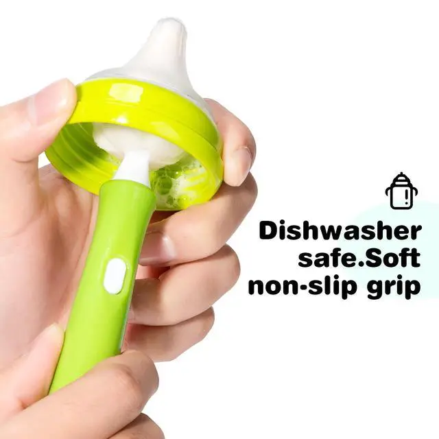 Alt view image 3 of 7 - 10 Pcs Sponge Bottle Nipple Brushes,4 Sponge Nipple Brushes for Baby Bottles, 4 Replacement Heads and 2 Pcs 7.87" Straws for Cleaning,Green