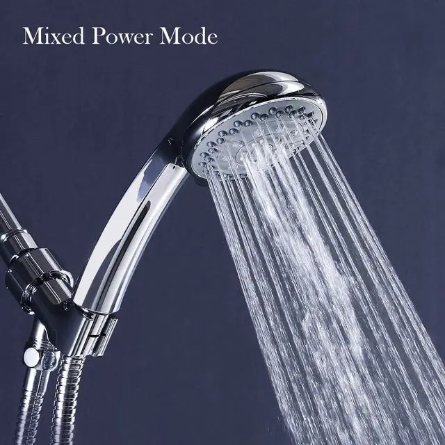 Alt view image 2 of 7 - Shower Head with Handheld, Long Hose 4.9 Ft, 5 Spray Modes