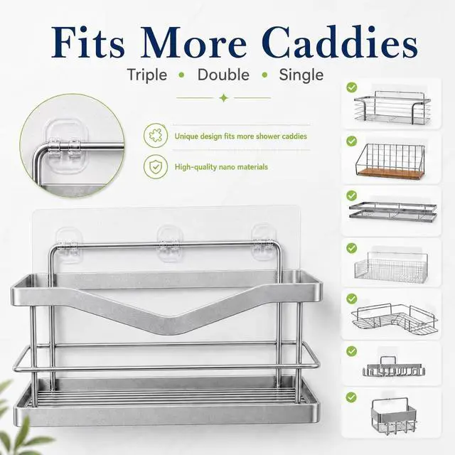 Alt view image 3 of 6 - 8 Pcs Adhesive Shower Caddy Replacement, Strong No Drill Adhesive Hooks