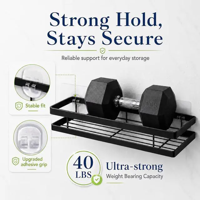 Alt view image 4 of 6 - 8 Pcs Adhesive Shower Caddy Replacement, Strong No Drill Adhesive Hooks