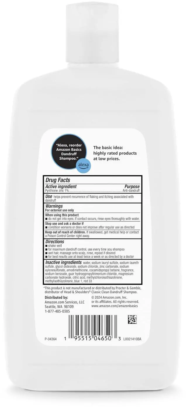 Alt view image 2 of 6 - Anti-Dandruff Shampoo for Itchy Scalp, Dry Scalp Relief, Flake Control, pH Balanced, Paraben-Free, Cruelty-Free, Clean Scent, Normal to Oily Hair, 28.2 fl oz, 1-Pack