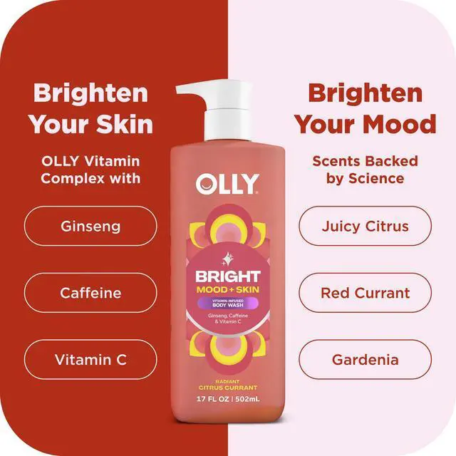 Alt view image 3 of 6 - Bright Body Wash with Ginseng, Caffeine & Vitamin C Nourishing Cleanser for Skin Barrier Repair, Deep Hydration, Juicy Citrus Currant Scent, 17 oz