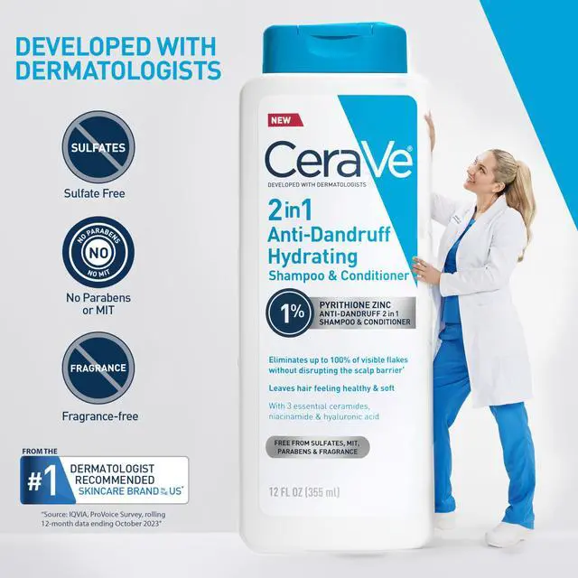 Alt view image 7 of 7 - 2 In 1 Hydrating Anti Dandruff Shampoo And Conditioner, 12 Fl Oz