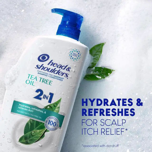 Alt view image 5 of 7 - Tea Tree Oil 2-in-1 Anti-Dandruff Shampoo and Conditioner, 72-Hour Protection, 1% Pyrithione Zinc, 28.2 fl oz