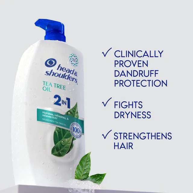 Alt view image 4 of 7 - Tea Tree Oil 2-in-1 Anti-Dandruff Shampoo and Conditioner, 72-Hour Protection, 1% Pyrithione Zinc, 28.2 fl oz