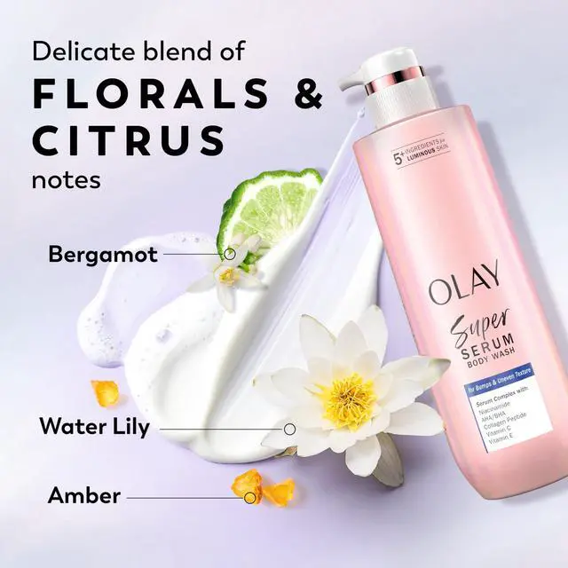 Alt view image 4 of 7 - Super Serum Body Wash for Rough & Bumpy Skin, 24hr Long Lasting Rich Hydration, 5+ Ingredient Complex for Bright, Even, Firm, & Luminous Skin, with Collagen Peptide, BHA/AHA & Vitamin C, 20 fl oz