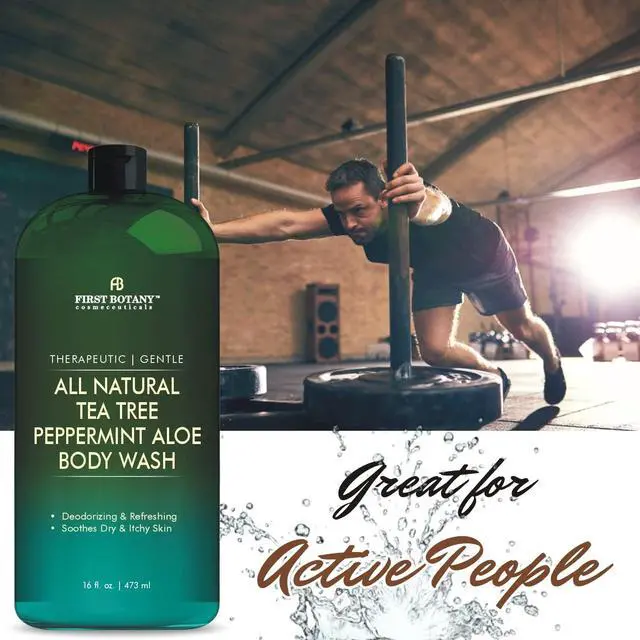 Alt view image 3 of 7 - ALL Natural Body Wash - Fights Body Odor, Athletes Foot, Jock Itch, Nail Issues, Dandruff, Acne, Eczema, Shower Gel for Women & Men, Skin Cleanser -16 fl oz (Tea Tree Mint)