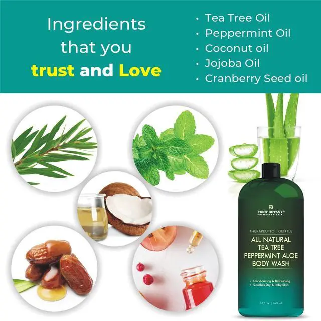 Alt view image 6 of 7 - ALL Natural Body Wash - Fights Body Odor, Athletes Foot, Jock Itch, Nail Issues, Dandruff, Acne, Eczema, Shower Gel for Women & Men, Skin Cleanser -16 fl oz (Tea Tree Mint)