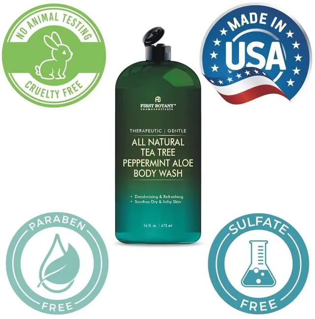 Alt view image 7 of 7 - ALL Natural Body Wash - Fights Body Odor, Athletes Foot, Jock Itch, Nail Issues, Dandruff, Acne, Eczema, Shower Gel for Women & Men, Skin Cleanser -16 fl oz (Tea Tree Mint)
