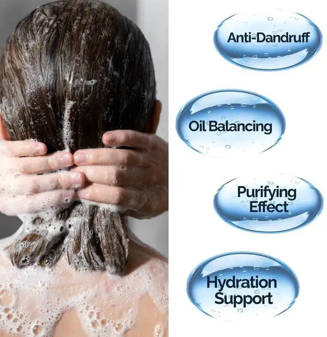 Alt view image 5 of 6 - Anti-Dandruff Shampoo for Men & Women For Oily Hair & Itchy, Flaky Scalp Piroctone Olamine, Salicylic Acid & Zinc PCA Tea Tree & Peppermint Vegan & Silicone-Free 10.1 fl oz