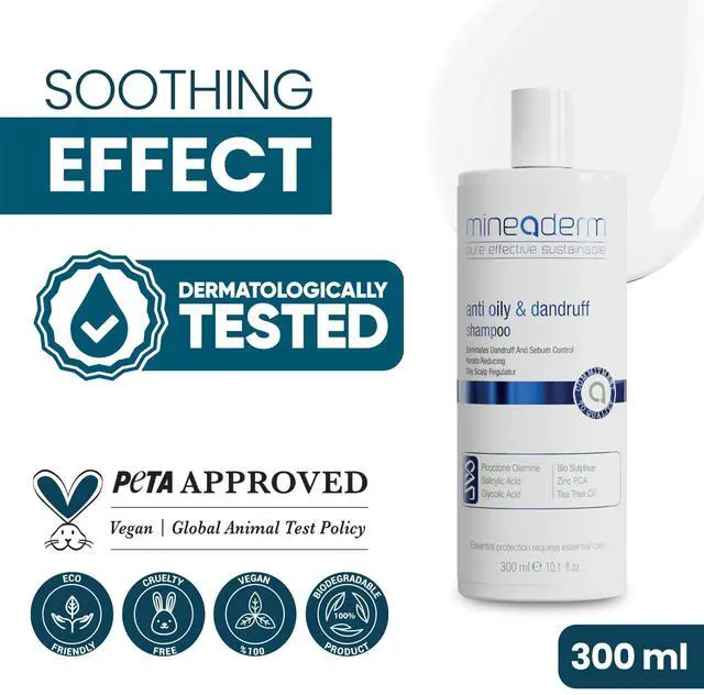 Alt view image 6 of 6 - Anti-Dandruff Shampoo for Men & Women For Oily Hair & Itchy, Flaky Scalp Piroctone Olamine, Salicylic Acid & Zinc PCA Tea Tree & Peppermint Vegan & Silicone-Free 10.1 fl oz