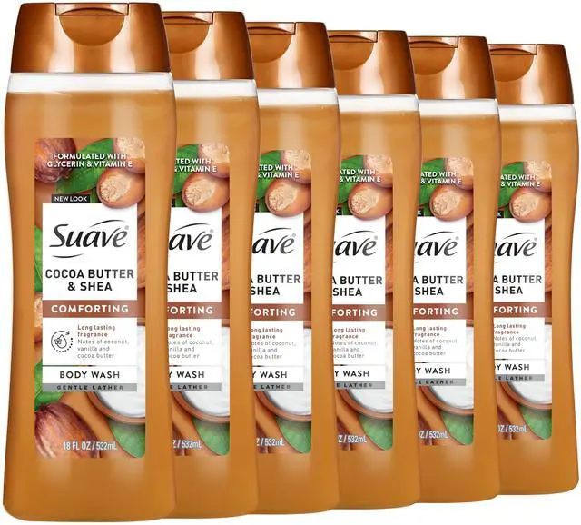 Main image of Moisturizing Body Wash, Cocoa Butter and Shea with Vitamin E Extract, No Parabens, No Phtahaltes, 18 Oz Pack of 6