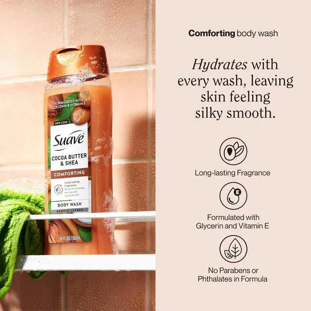 Alt view image 2 of 7 - Moisturizing Body Wash, Cocoa Butter and Shea with Vitamin E Extract, No Parabens, No Phtahaltes, 18 Oz Pack of 6