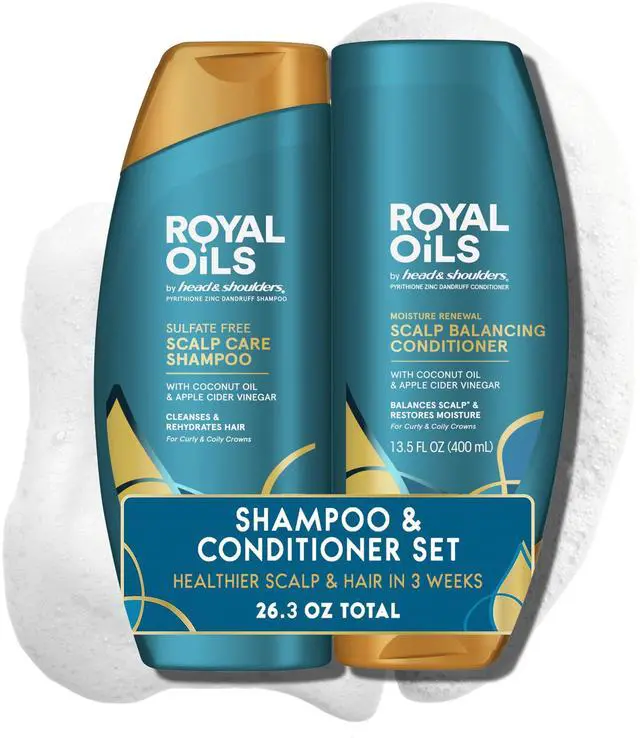 Main image of Royal Oils Shampoo and Conditioner Set, 1% Pyrithione Zinc, Scalp Care & Hydration, Moisture Renewal Conditioner + Anti-Dandruff Shampoo, 12.8 fl oz Each