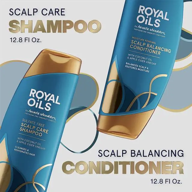 Alt view image 2 of 5 - Royal Oils Shampoo and Conditioner Set, 1% Pyrithione Zinc, Scalp Care & Hydration, Moisture Renewal Conditioner + Anti-Dandruff Shampoo, 12.8 fl oz Each