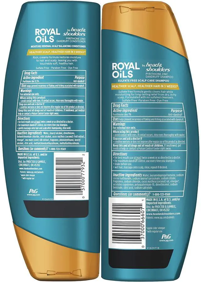 Alt view image 5 of 5 - Royal Oils Shampoo and Conditioner Set, 1% Pyrithione Zinc, Scalp Care & Hydration, Moisture Renewal Conditioner + Anti-Dandruff Shampoo, 12.8 fl oz Each