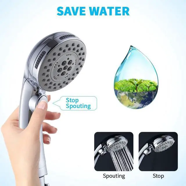 Alt view image 3 of 7 - High Pressure Shower Head with Handheld Spray 6 Settings Chrome