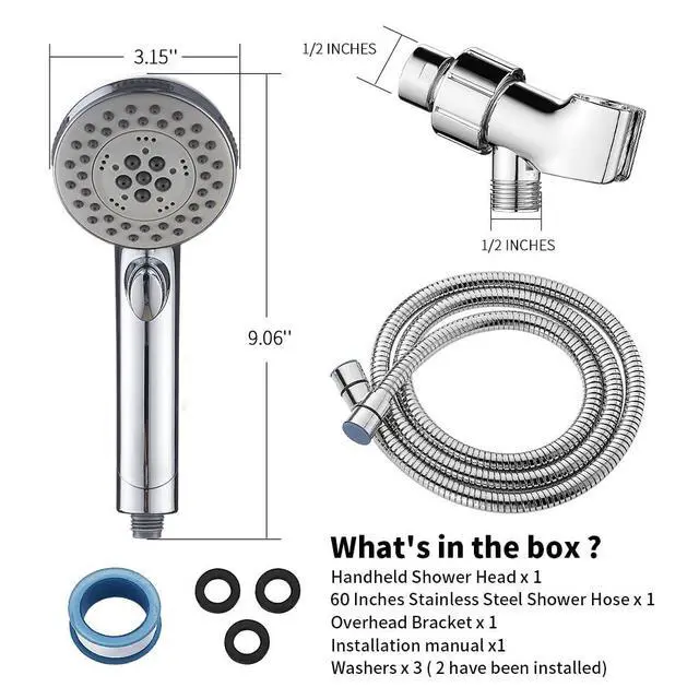 Alt view image 6 of 7 - High Pressure Shower Head with Handheld Spray 6 Settings Chrome