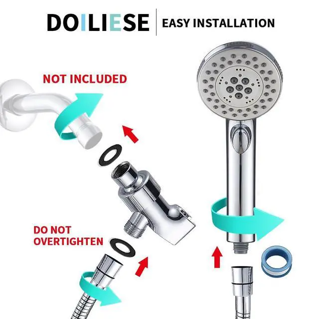 Alt view image 7 of 7 - High Pressure Shower Head with Handheld Spray 6 Settings Chrome