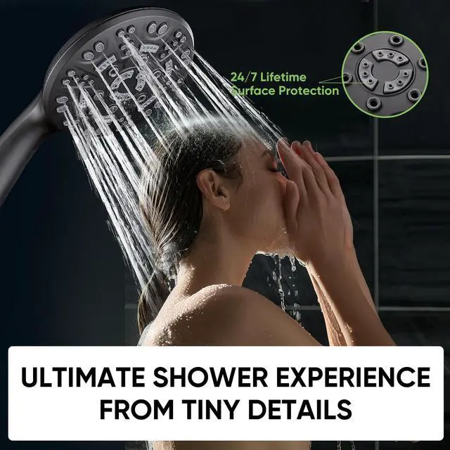 Alt view image 4 of 7 - 8-Setting Handheld Shower Head, Water-Saving Design, Matte Black