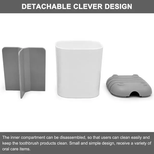Alt view image 3 of 7 - Toothbrush Holder for Bathroom,Plastic Detachable for Easy Cleaning Multi-Functional Storage,3 Slots Anti-Slip Electric Toothbrush and Toothpaste Organizer Caddy for Bathroom Vanity,Countertop (Grey)