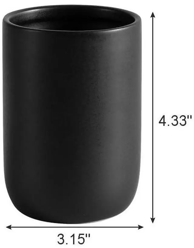 Alt view image 3 of 7 - Bathroom Ceramic Toothbrush Cup, Matte Black Toothbrush Cup Holder, Bathroom Storage Organizer