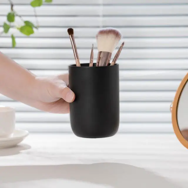 Alt view image 4 of 7 - Bathroom Ceramic Toothbrush Cup, Matte Black Toothbrush Cup Holder, Bathroom Storage Organizer