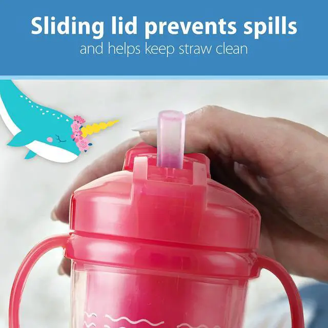 Alt view image 4 of 7 - Milestones Insulated Sippy Cup with Straw and Handles, Spill-Proof Tumbler with Lid, 2-Pack, Pink, 10 oz/300 mL, BPA Free, 12m+