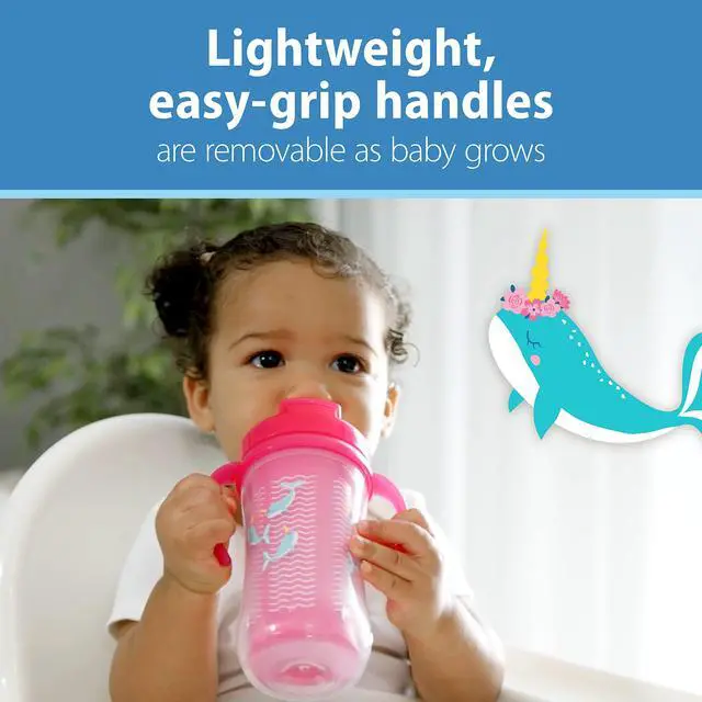 Alt view image 5 of 7 - Milestones Insulated Sippy Cup with Straw and Handles, Spill-Proof Tumbler with Lid, 2-Pack, Pink, 10 oz/300 mL, BPA Free, 12m+