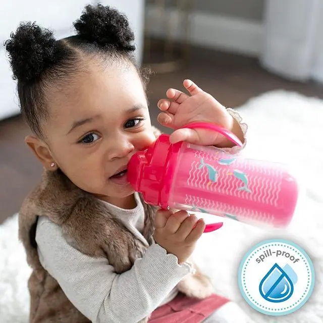 Alt view image 7 of 7 - Milestones Insulated Sippy Cup with Straw and Handles, Spill-Proof Tumbler with Lid, 2-Pack, Pink, 10 oz/300 mL, BPA Free, 12m+