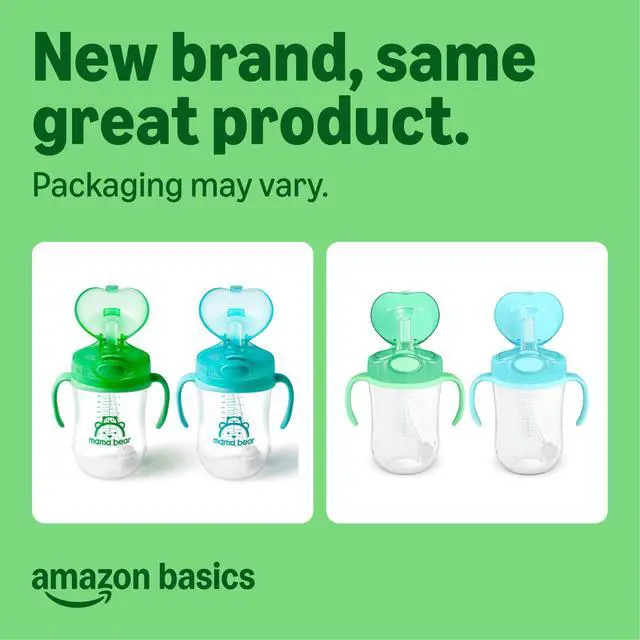 Alt view image 2 of 4 - Spill Proof Dishwasher Safe Silicone Weighted Straw Sippy Cup with Removable Handles, BPA Free, 9 Ounces, Blue/Green, Pack of 2 (Previously Mama Bear)