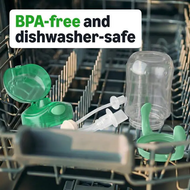 Alt view image 4 of 4 - Spill Proof Dishwasher Safe Silicone Weighted Straw Sippy Cup with Removable Handles, BPA Free, 9 Ounces, Blue/Green, Pack of 2 (Previously Mama Bear)