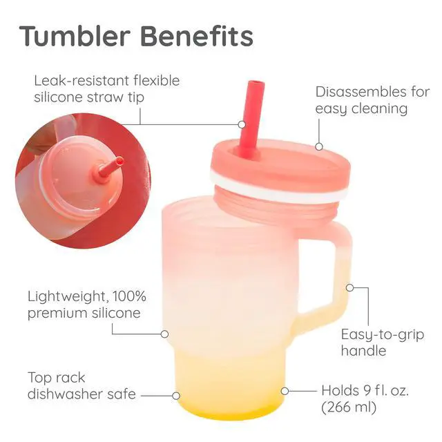 Alt view image 5 of 7 - My 1st Tumbler 9 Oz Silicone Sippy Cup, Sunset Kiss