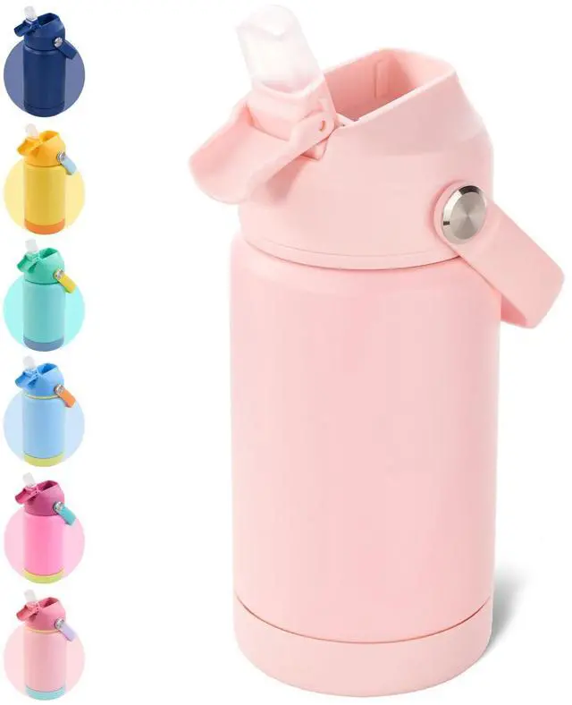 Main image of 12oz Kids Water Bottle, Stainless Steel Insulated Water Bottle for Kids, Toddler Cup With Straws Leak-proof, Toddler Water Bottles for School Boys Girls, BPA Free, Pink