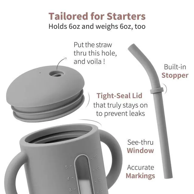 Alt view image 6 of 7 - Silicone Baby Straw Sippy Cup for 6-12 Months, Toddlers 1-3, 6 oz