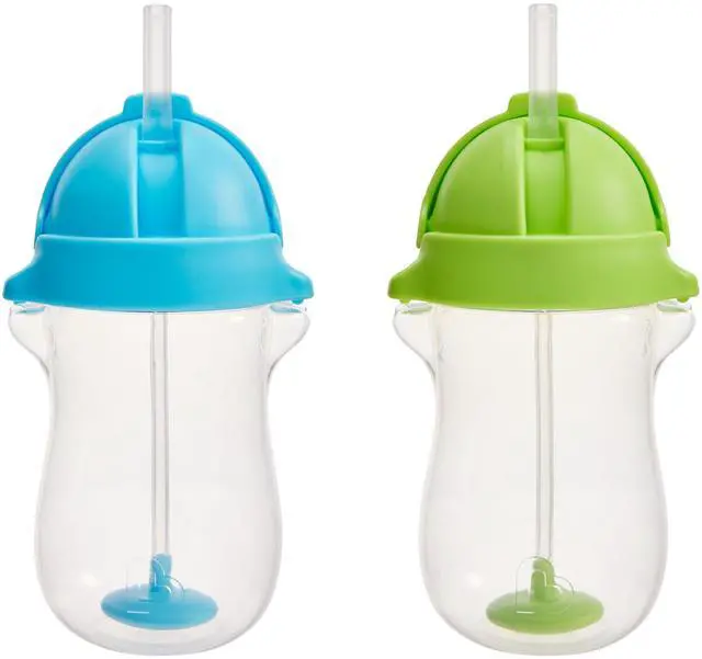 Main image of Any Angle Weighted Toddler Straw Cups, 10 Ounce, 2 Pack, Blue/Green