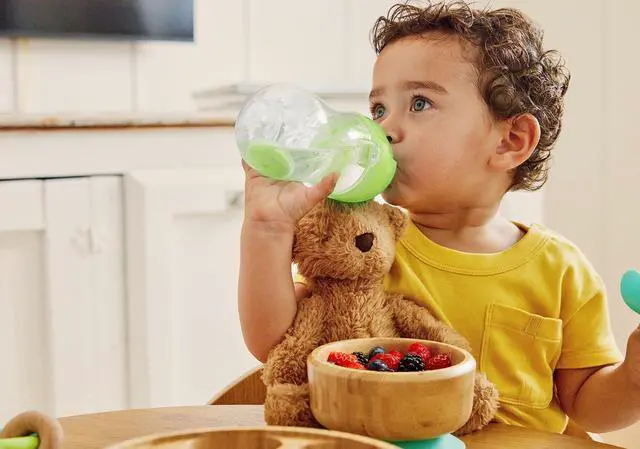 Alt view image 2 of 7 - Any Angle Weighted Toddler Straw Cups, 10 Ounce, 2 Pack, Blue/Green