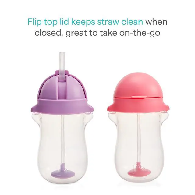 Alt view image 5 of 7 - Any Angle Weighted Toddler Straw Cups, 10 Ounce, 2 Pack, Blue/Green