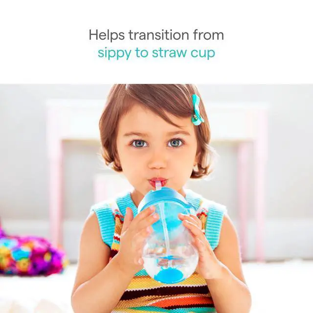 Alt view image 3 of 7 - Any Angle Weighted Toddler Straw Cups, 10 Ounce, 2 Pack, Blue/Green