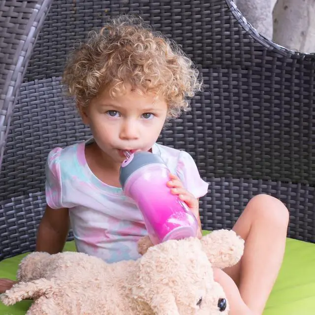 Alt view image 2 of 7 - Insulated Straw Sippy Cup 12+ Months, 9oz Toddler Training Cup with Spill-Free Flip-Top Lid, BPA-Free 2-Pack, Dream Pink/Purple