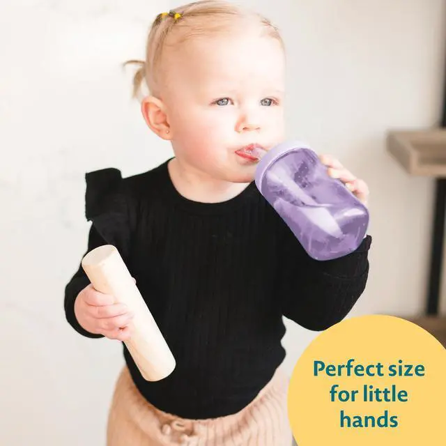 Alt view image 4 of 7 - Squeeze & Sip Toddler Straw Cups - Squeezable Transition Sippy Cup with Silicone Straw - Toddler Feeding Supplies - Pink/Purple/Blue - 7 Oz - 3 Count - Ages 6 Months and Up