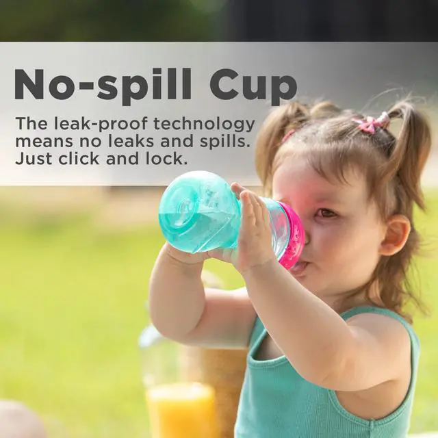 Alt view image 2 of 7 - 3 Piece No-Spill Easy Grip Cup with Flex Straw, Clik It Lock Feature, Girl, 10 Ounce