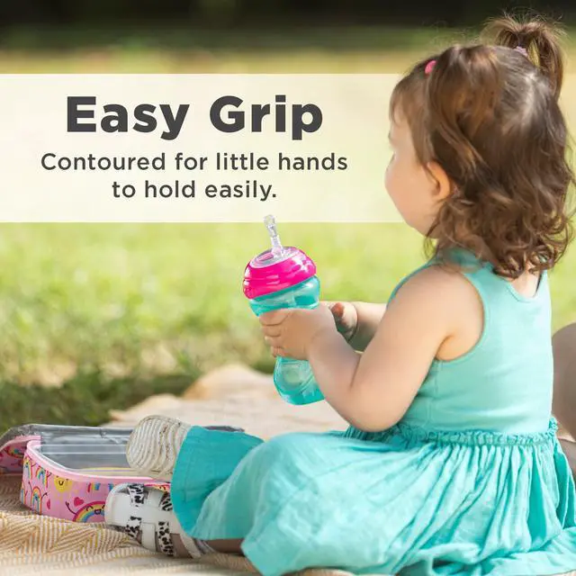 Alt view image 4 of 7 - 3 Piece No-Spill Easy Grip Cup with Flex Straw, Clik It Lock Feature, Girl, 10 Ounce