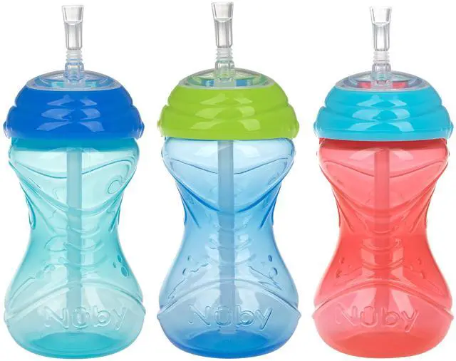 Main image of 3 Piece No-Spill Easy Grip Cup with Flex Straw, Clik It Lock Feature, Boy, 10 Ounce