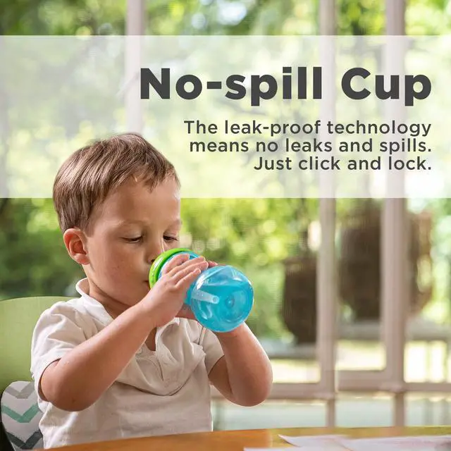 Alt view image 2 of 7 - 3 Piece No-Spill Easy Grip Cup with Flex Straw, Clik It Lock Feature, Boy, 10 Ounce