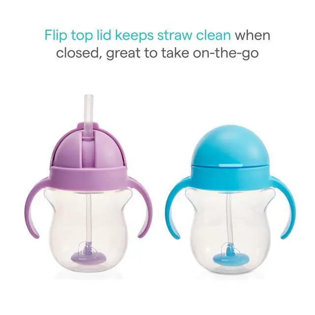 Alt view image 3 of 7 - Any Angle Sippy Cups, 7 Ounce, 2 Pack, Pink/Purple