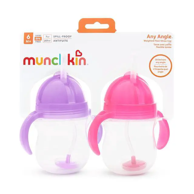 Alt view image 7 of 7 - Any Angle Sippy Cups, 7 Ounce, 2 Pack, Pink/Purple